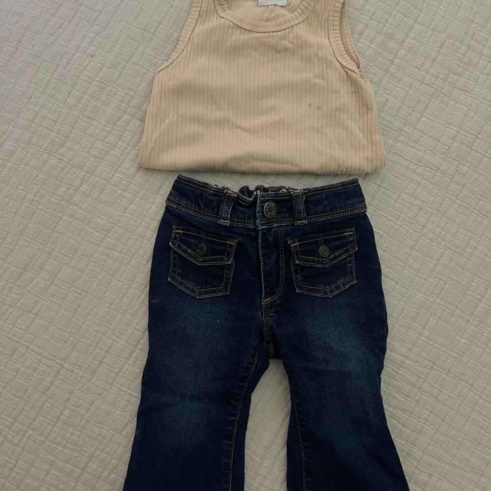 GAP Cream and Blue Jeans Flared Bottoms